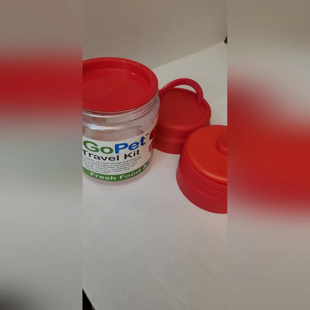 Go Pet Travel food and water Bowl Bowls Kit container Red Clear